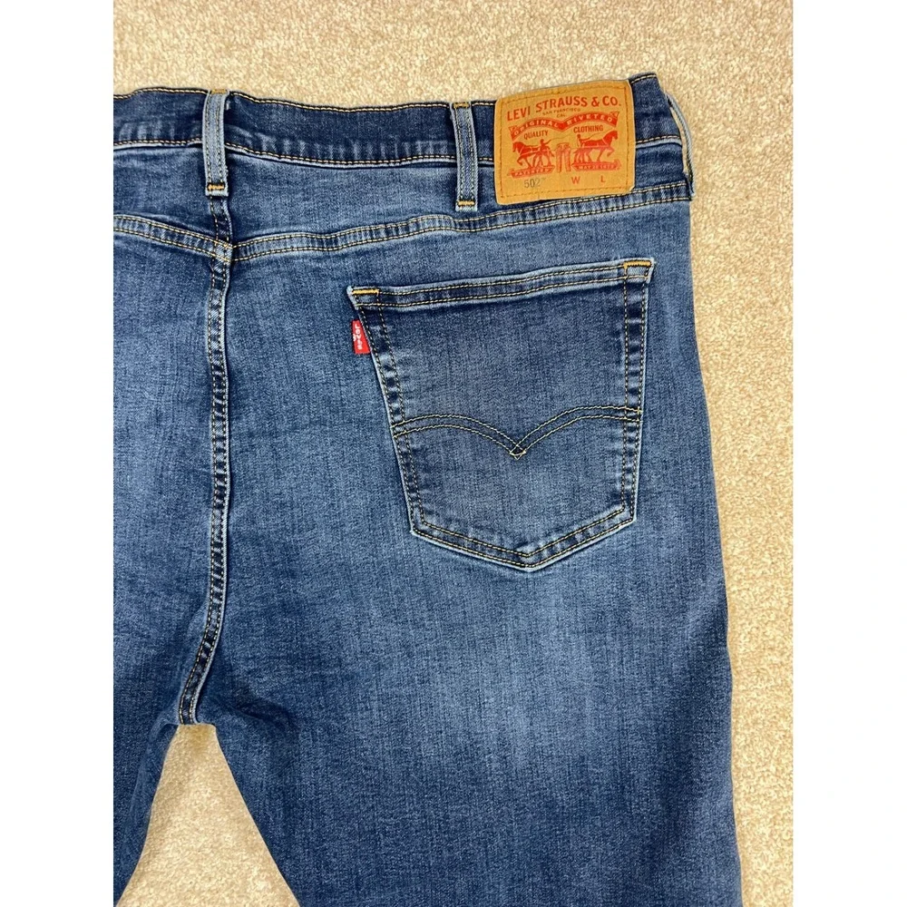 Levi Strauss 502 Regular Taper Fit Men's Jeans Dark Wash Blue Size‎ 42x30 *Read